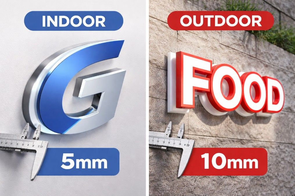 Ketebalan Ideal Logo Akrilik untuk Indoor dan Outdoor