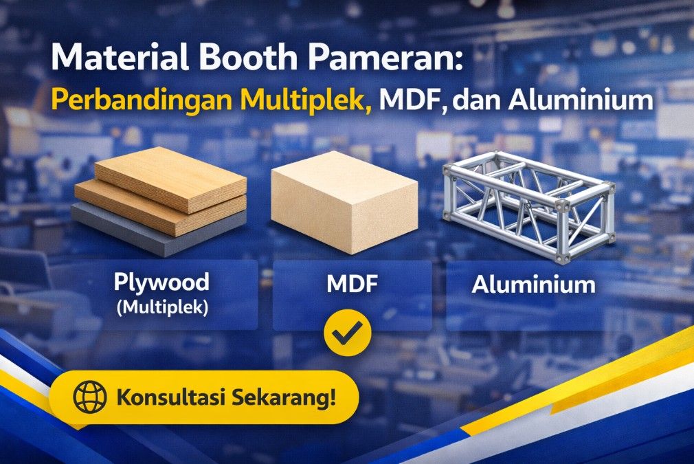 Material Booth Pameran: Perbandingan Multiplek, MDF,  dll