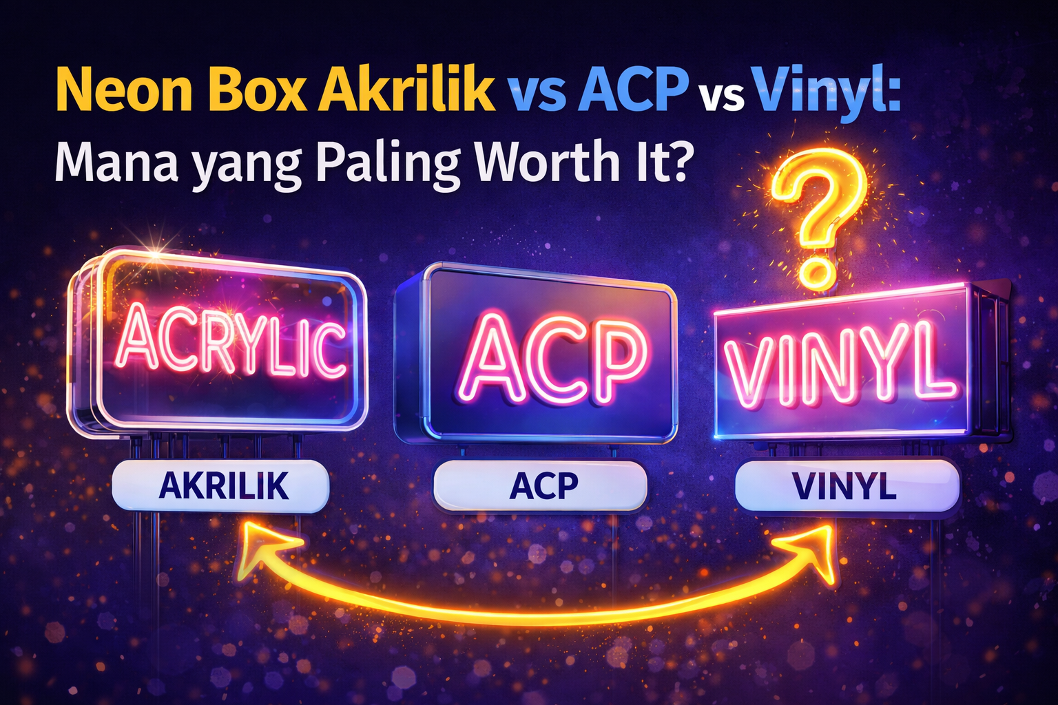 Neon Box Akrilik vs ACP vs Vinyl: Mana yang Paling Worth It?