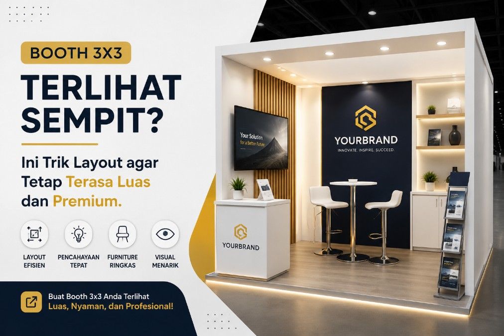 Booth 3x3 Terlihat Sempit? Ini Trik Layout agar Terasa Luas