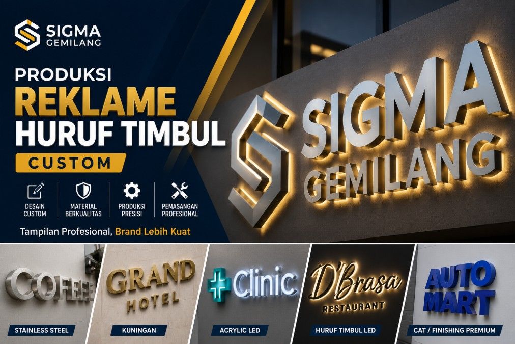 Sigma Gemilang Melayani Produksi Reklame Huruf Timbul Custom