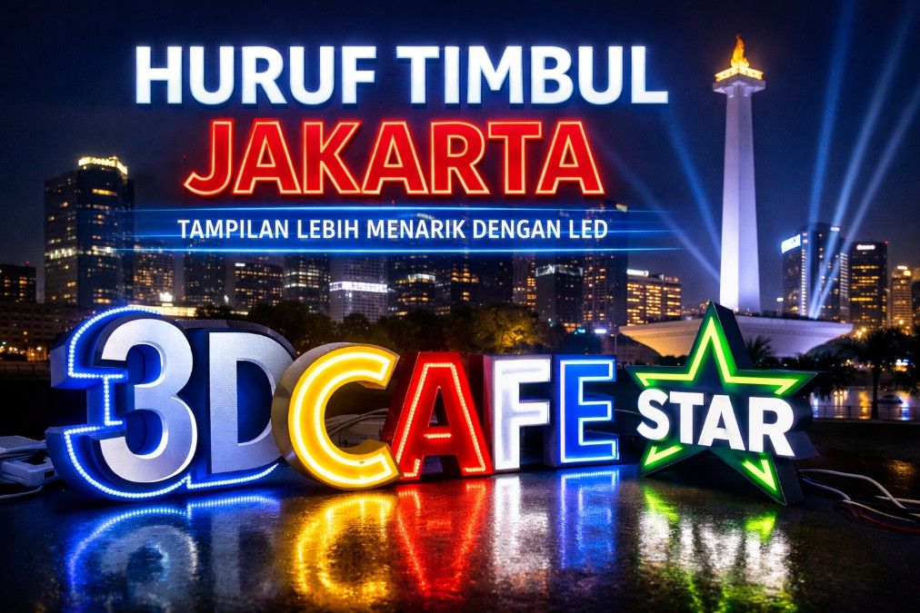 Huruf Timbul Jakarta dengan LED untuk Tampilan Lebih Menarik